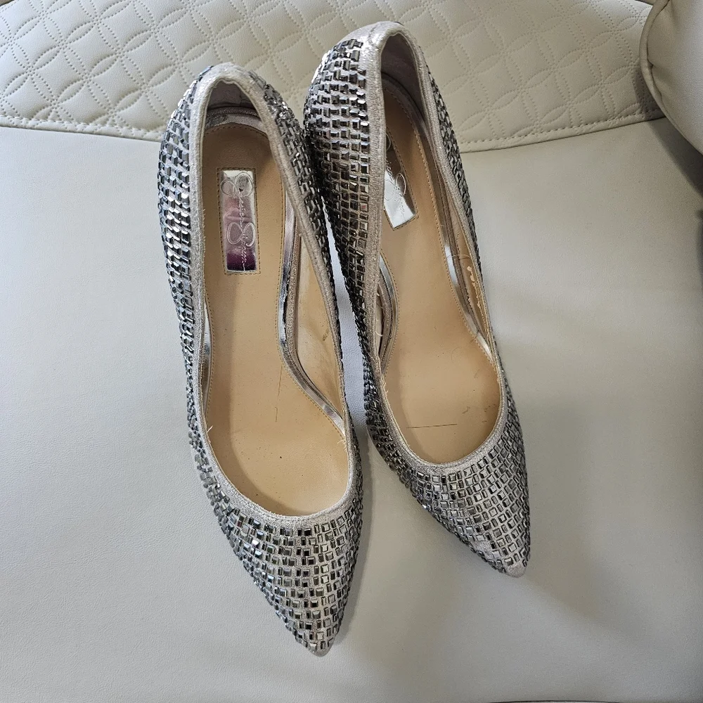 Jessica Simpson Claya Metal Pump in Gold Pewter high heel shoes size 10